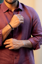 Thumbnail for Linen Burgundy Coastal Muse Shirt By Hilo Design