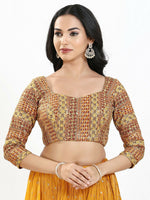 Thumbnail for Joban Fashion Red Multi Silk Padded Blouse With Sweetheart Neck 3/4 Sleeves - Distacart