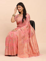 Thumbnail for Astita Linen Cotton Peach Saree