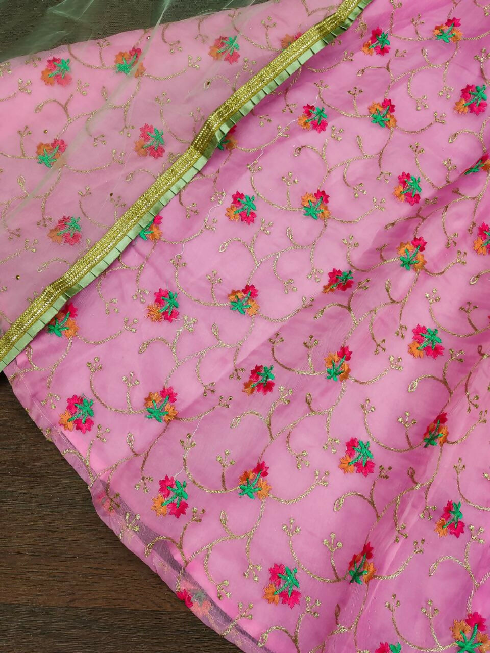 Jyoti Fashion Beautiful Pink Organza Silk Embroidered Kids Lehenga Choli Set - Distacart