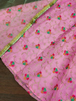 Thumbnail for Jyoti Fashion Beautiful Pink Organza Silk Embroidered Kids Lehenga Choli Set - Distacart