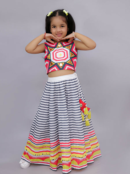 Lil Drama Shor-Gul Multicolor Lehanga Choli Set for Girls