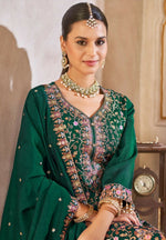 Thumbnail for Anaita Green Vichitra Silk Readymade Suit with Embroidery & Lace Work - Distacart