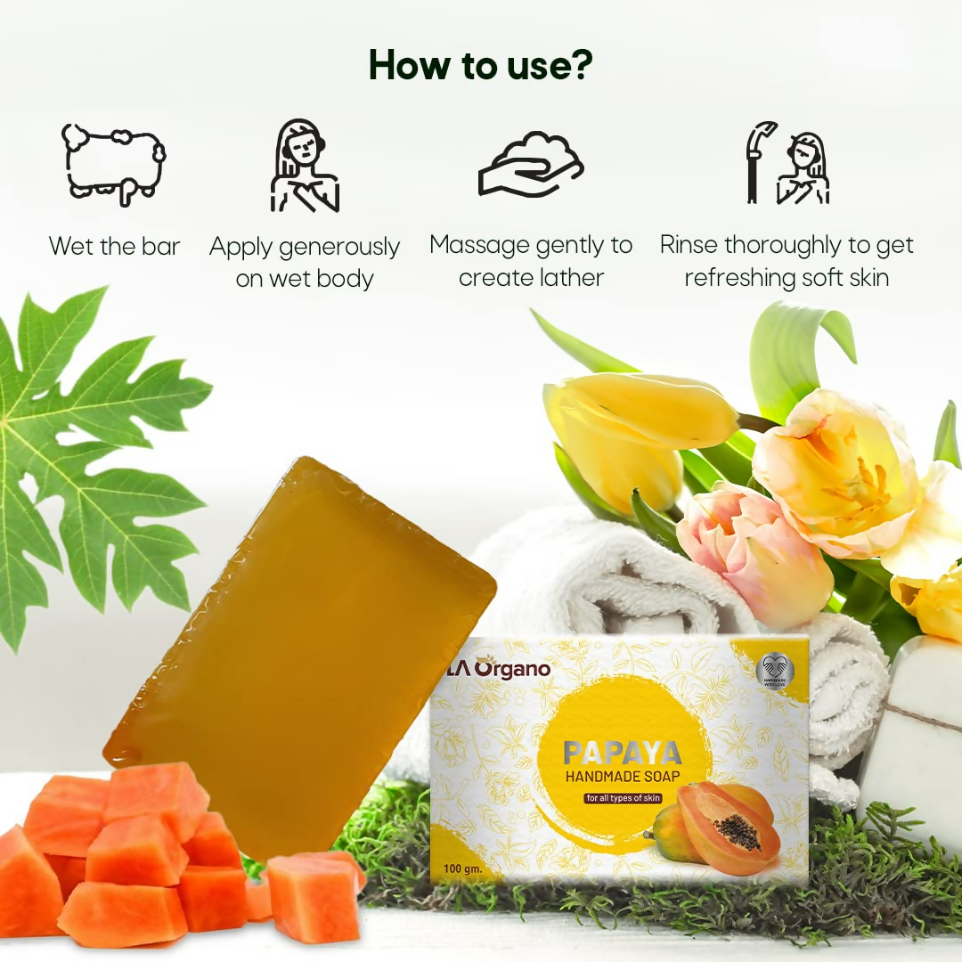 LA Organo Papaya Handmade Natural Bath Soap - Distacart