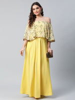 Thumbnail for Ahalyaa Women Crepe Printed Yellow Dress - Distacart