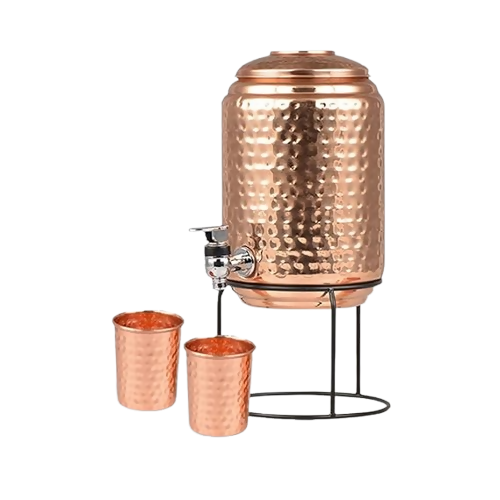 Not Available Copper Water Dispenser with 2 Glass and Stand - Dista