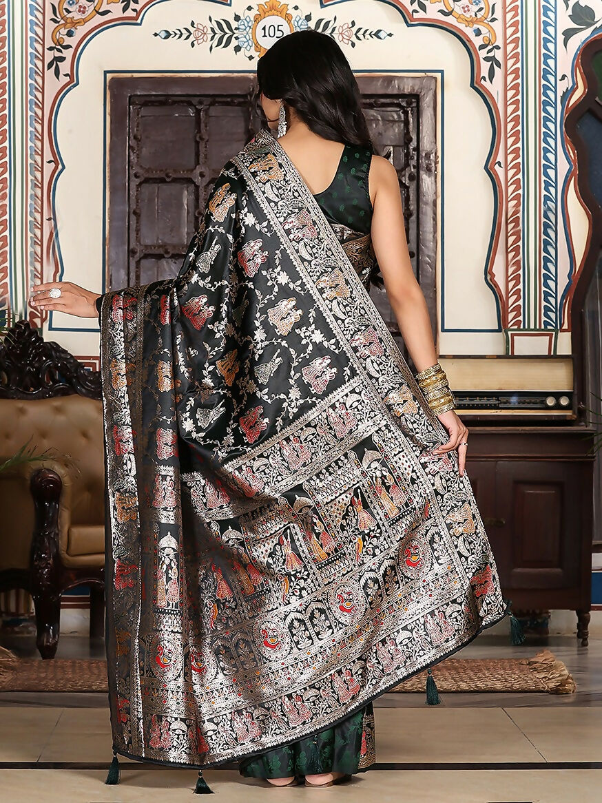 Shree Shyam Fashion Teal Green Silk Saree - Distacart