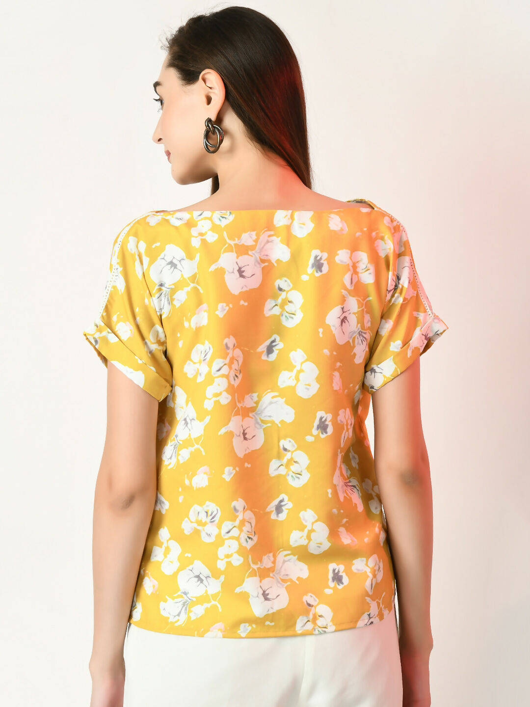 Myshka Women's Yellow Printed Top - Distacart