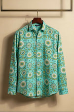 Thumbnail for Turiya — Teal Ajrakh Cotton Shirt by Hilo Design - Dista