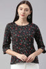 Vivaanta Fashion Black Poly Crepe Conversational Printed Regular Top - Dista