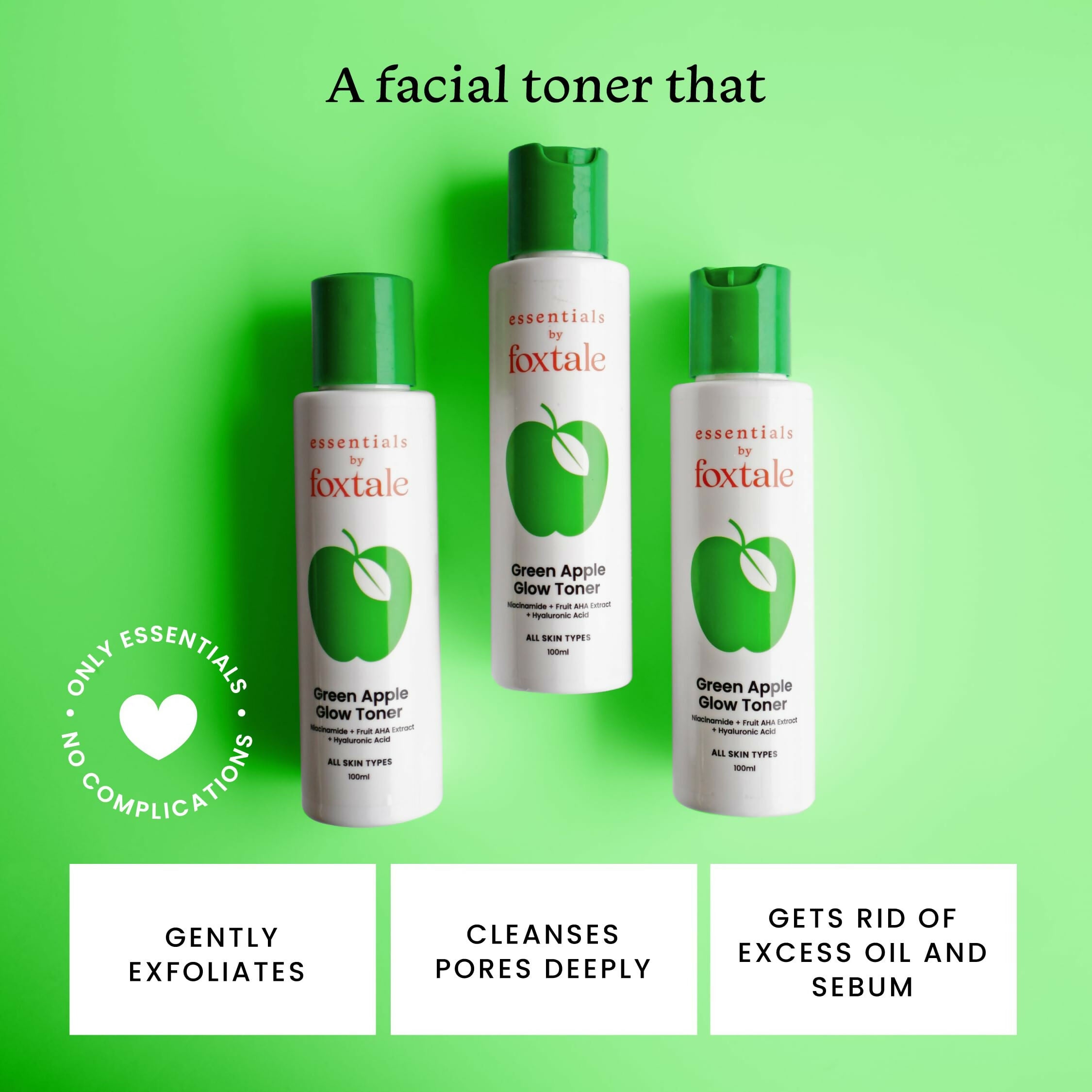 Foxtale Essentials Daily Green Apple Glow Toner with Niacinamide - Distacart