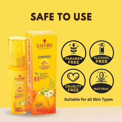 Saffire Naturals 4-In-One SunFree Matte Look SunBlock SPF 40 - Distacart
