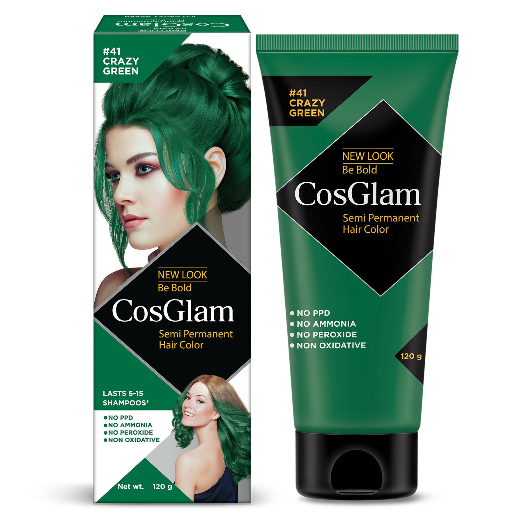 Cosglam Semi Permanent Hair Color for Women & Men (#41 Crazy Green) - Distacart