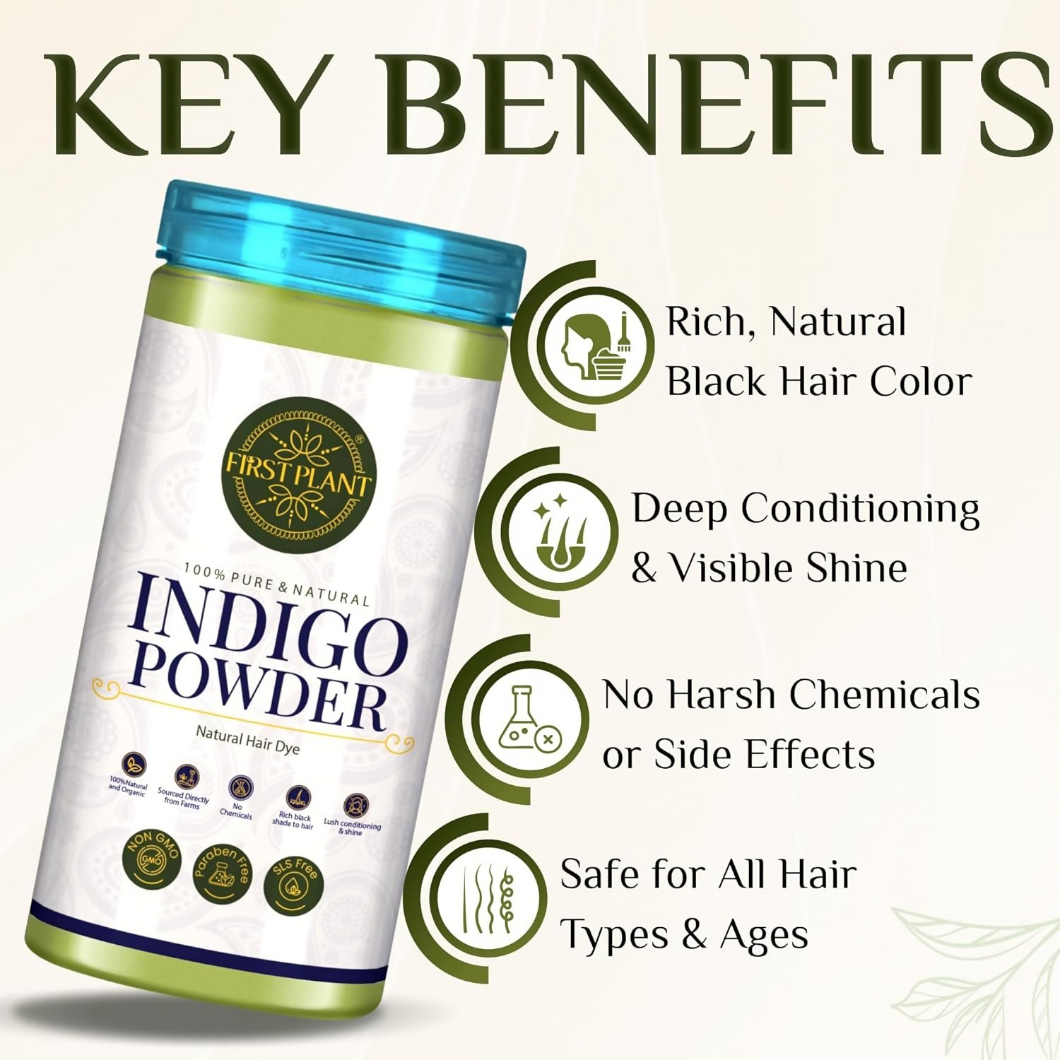 First Plant Organic Indigo Powder For Black Hair - Distacart