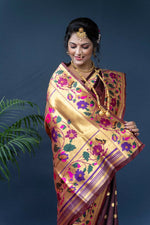 Thumbnail for Jyoti Fashion Women's Brown Paithani Silk Zari Woven Saree with Blouse - Distacart