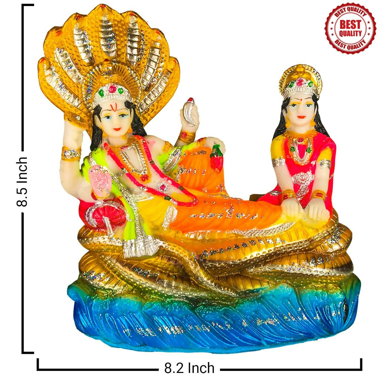 Blissful Polymer Unbreakable Action Lord Vishnu Laxmi Idol - Distacart