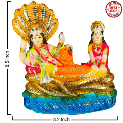 Blissful Polymer Unbreakable Action Lord Vishnu Laxmi Idol - Distacart