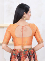 Thumbnail for Joban Fashion Rust-Gold Shimmer Elbow Sleeveless Front Open Blouse