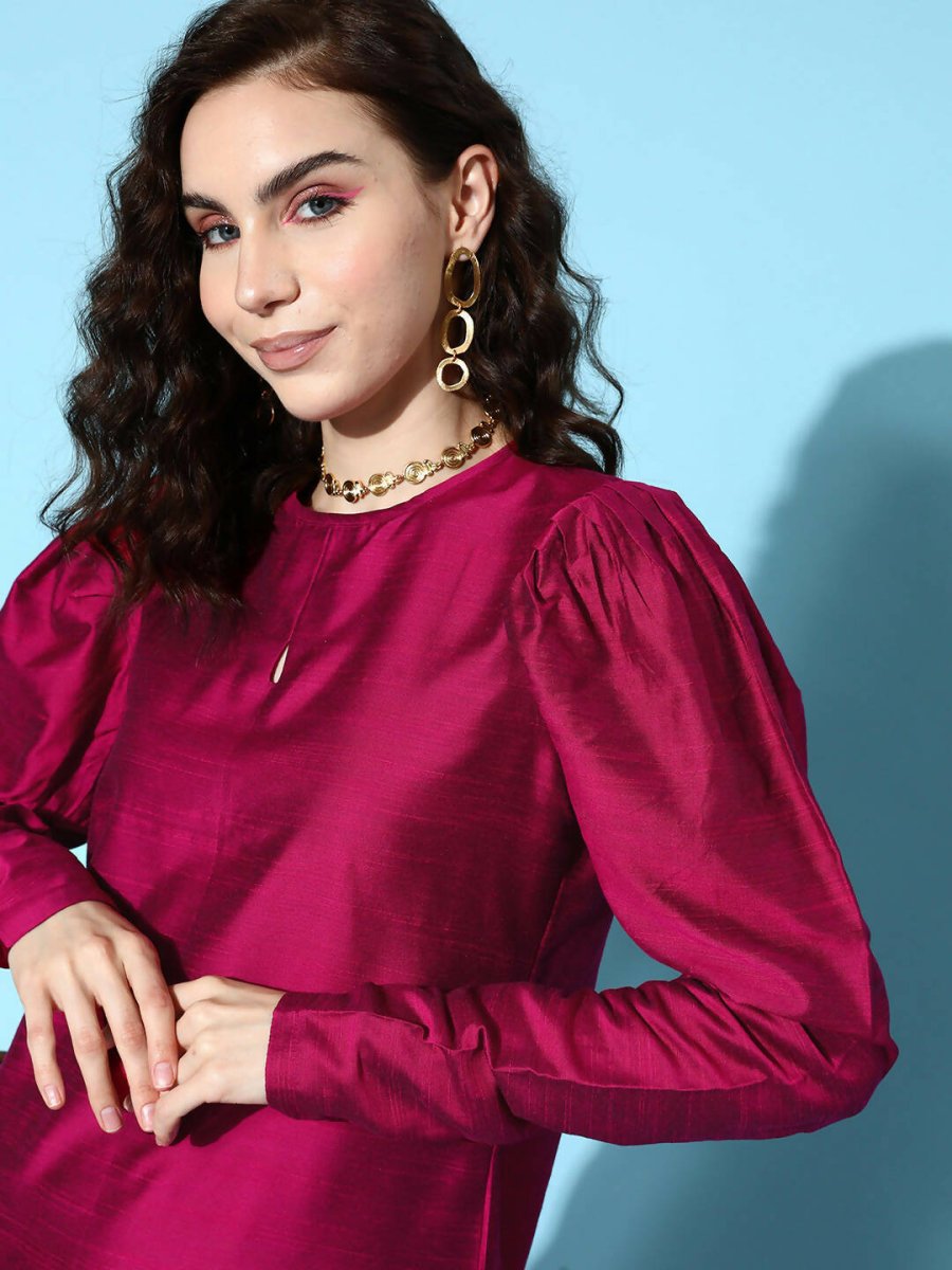 Ahalyaa Women's Traditional wear Kurta Set - Burgundy - Distacart