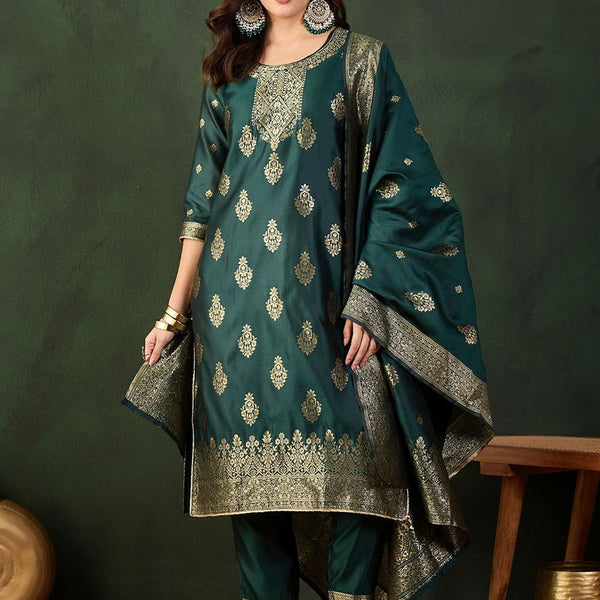 Sangria Woven Design Kurta & Trouser With Dupatta - Distacart