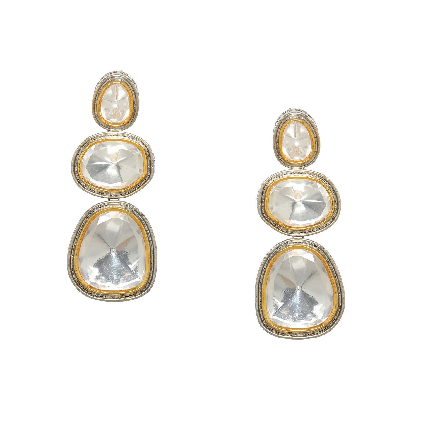Kundan Earrings (Silver) - Ruby Raang - Distacart
