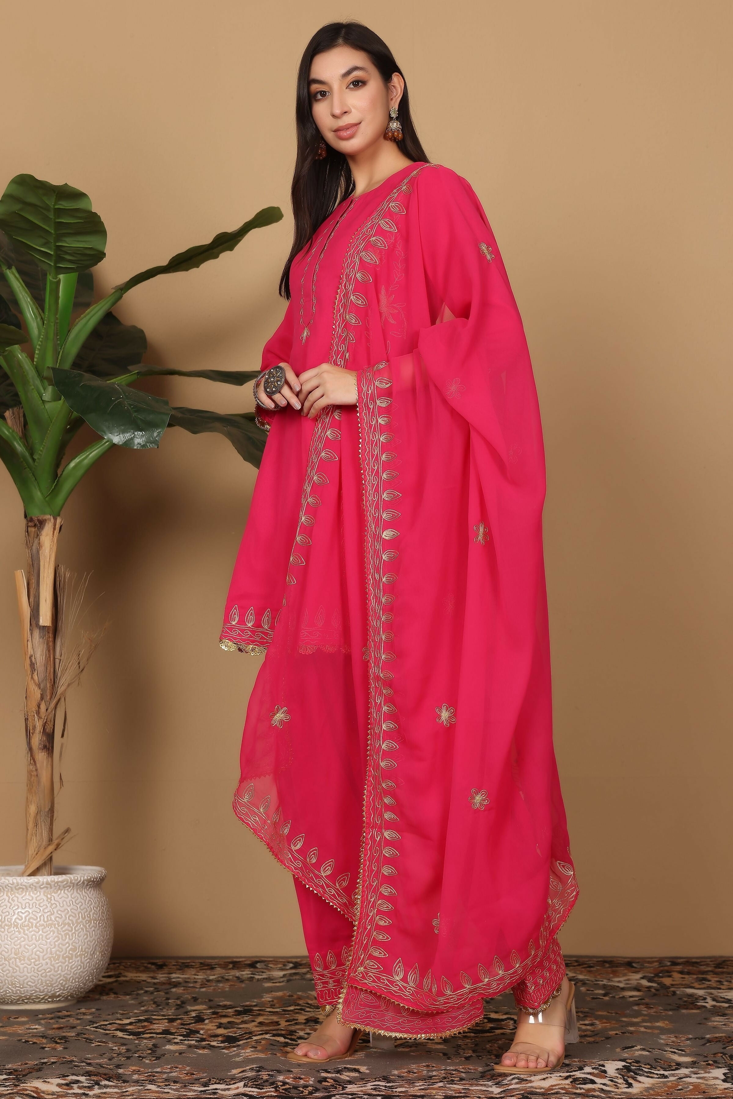 Joban Fashion Pink Georgette Kurta Set