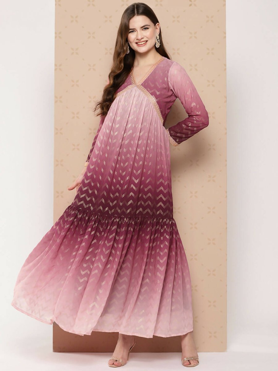 Ahalyaa Women's Traditional wear Ethnic Dress - Burgundy - Distacart