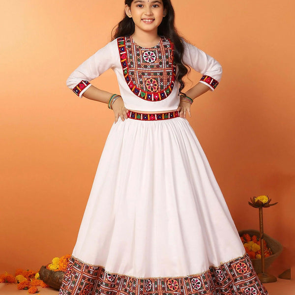 Joban Fashion Girl's White Color Lehenga Choli
