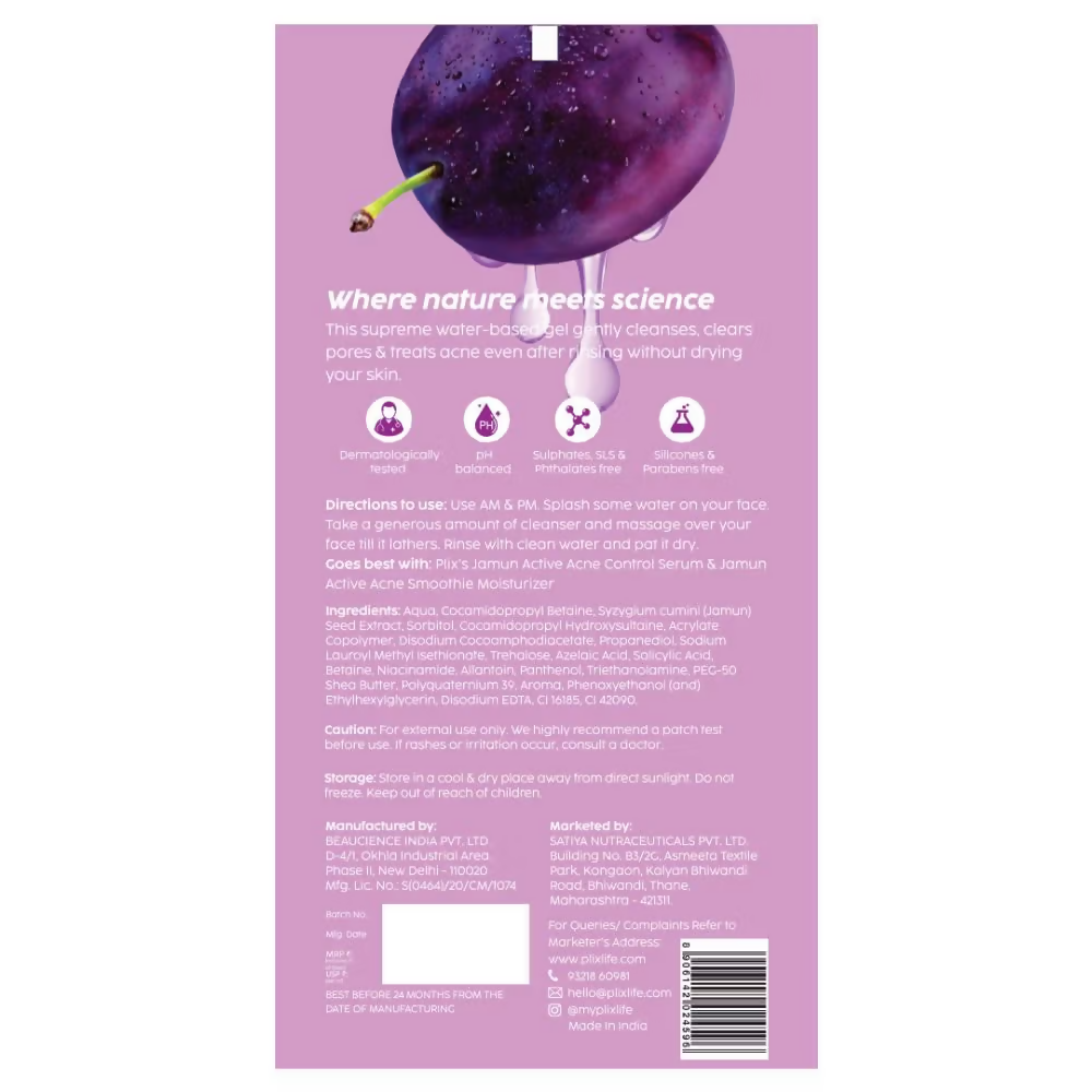 PLIX The Plant Fix 0.5% Salicylic Acid Jamun Face Wash Cleanser - Distacart