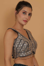 Thumbnail for Joban Fashion Silk Zari And Sequence Work Padded Blouse - Blue