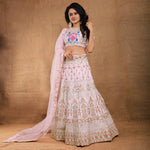 Thumbnail for Jyoti Fashion Exclusive Baby Pink Silk 3MM Sequins with Jari & Thread Embroidery Lehenga Choli with Dupatta - Distacart