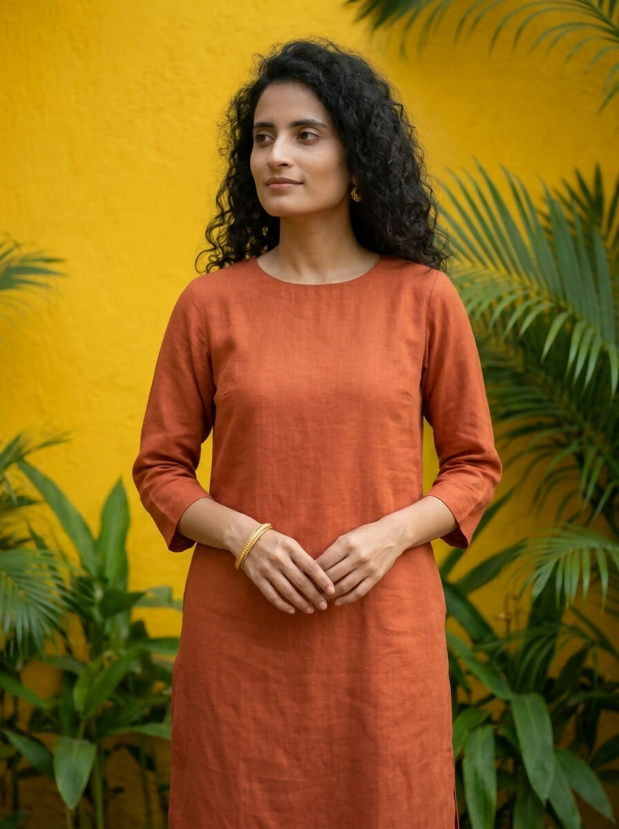 Gharana India Aira Rust Orange Cotton Co-ord Set - Dista