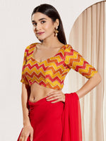 Thumbnail for Joban Fashion Yellow Chiffon Padded Blouse With Square Neck Elbow Sleeves - Distacart