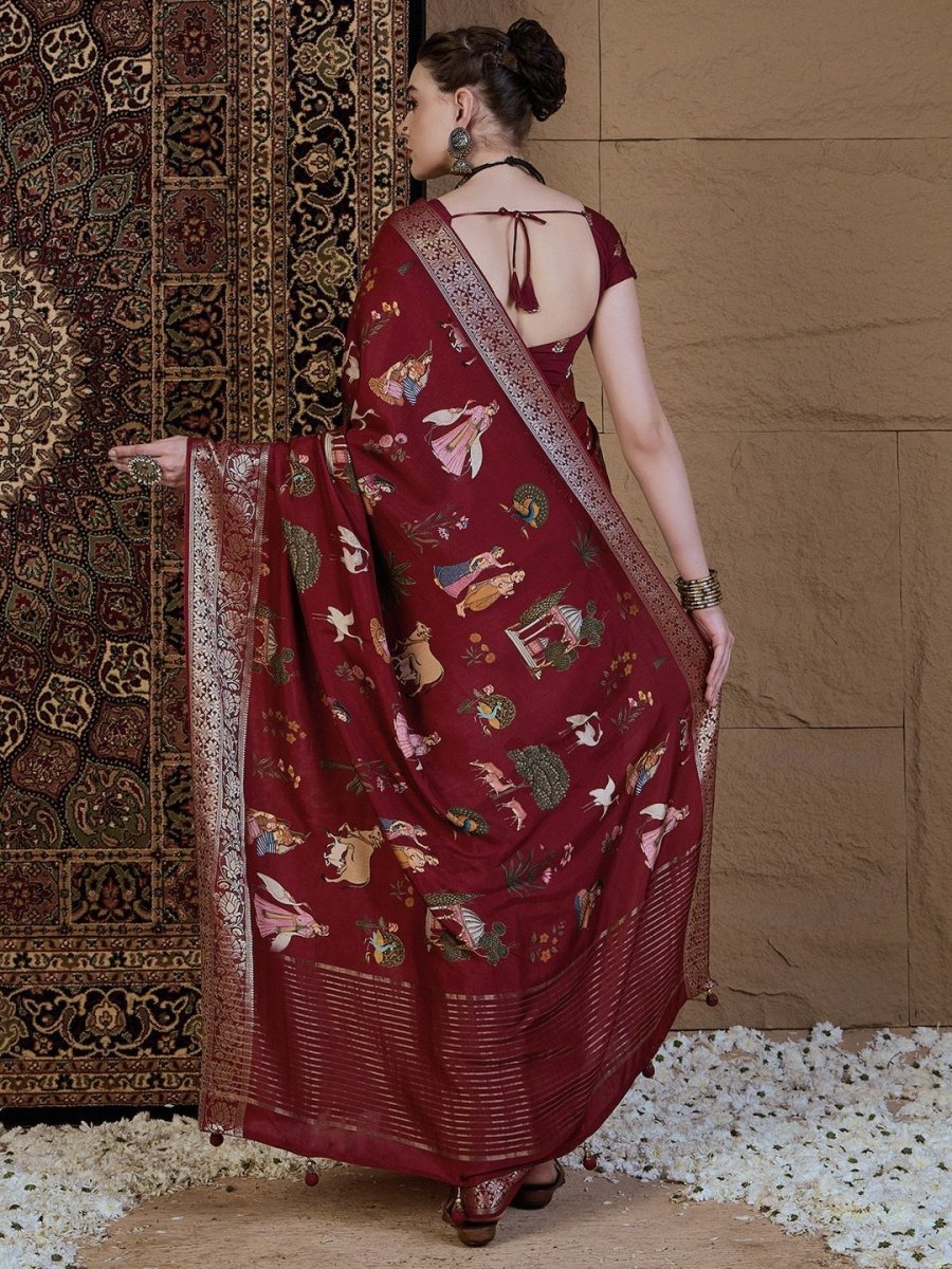 Anouk Kalamkari Zari Silk Blend Sungudi Saree