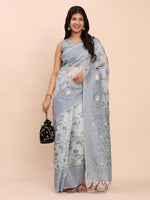 Thumbnail for Astita Linen Cotton Grey Saree
