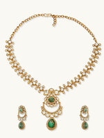 Thumbnail for Nuyug 22K Gold-Plated Kundan Studded Faux Jasper Stone Necklace Set