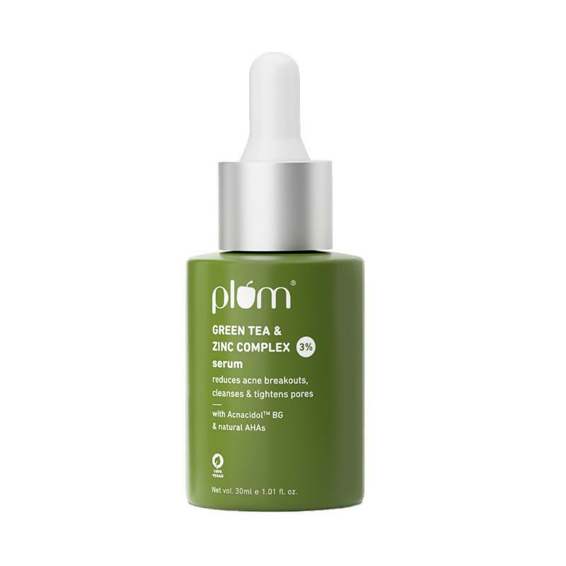 Plum Green Tea & 3% Zinc Complex Face Serum with Acnacidol BG - Fights Acne, Pimples & Controls Oil - Distacart