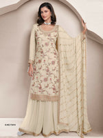Thumbnail for Anaita Off White Heavy Chinon With Embroidery Sharara Suit (bottom Stitched) - Distacart