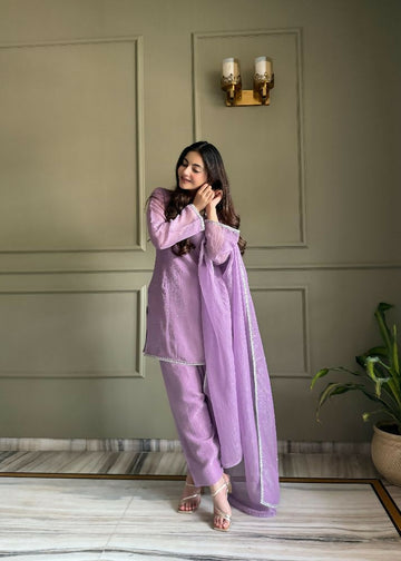 Teeya Creation Lavender Color Crunchy Silk Party Wear Salwar Suit - Distacart