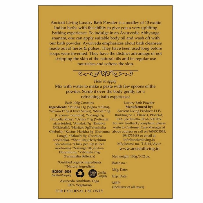 Ancient Living Luxury Bath Powder uses