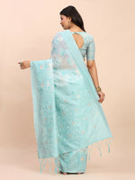 Thumbnail for Astita Linen Cotton Sky Blue Saree
