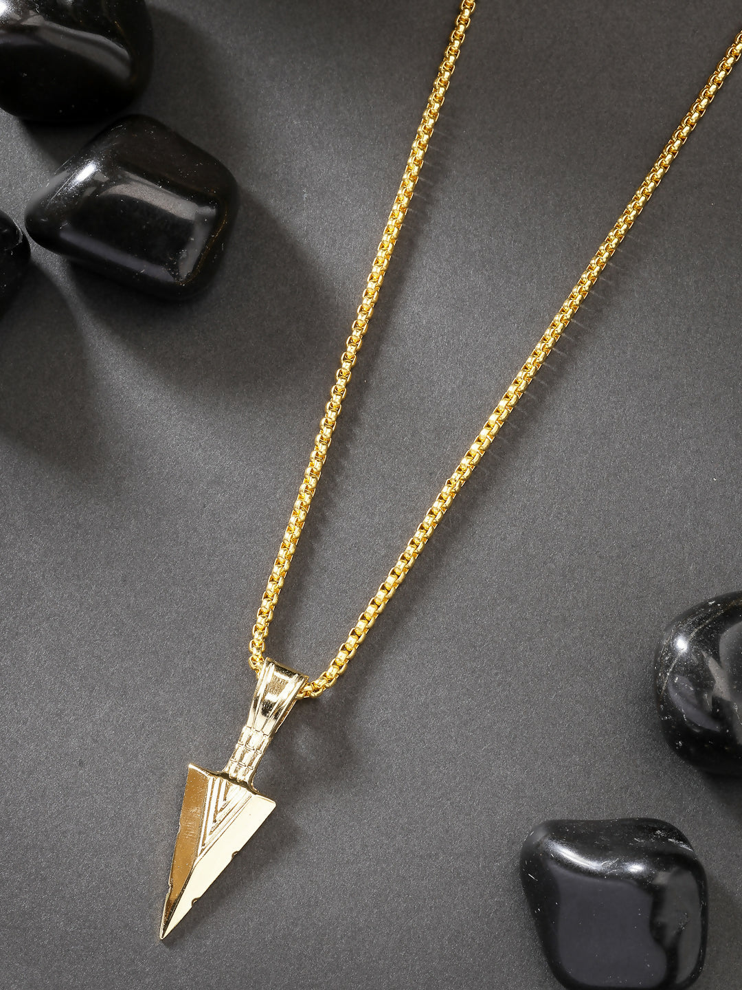NVR Men's Gold-Plated Arrow-Shaped Pendant With Chain - Distacart