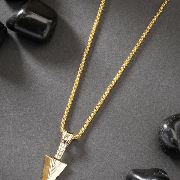 NVR Men's Gold-Plated Arrow-Shaped Pendant With Chain - Distacart