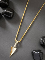 Thumbnail for NVR Men's Gold-Plated Arrow-Shaped Pendant With Chain - Distacart