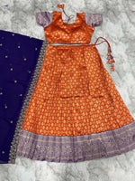 Thumbnail for Teeya Creation New Womens Latest Embroidered Designer Lehenga Choli Set - Orange - Dista