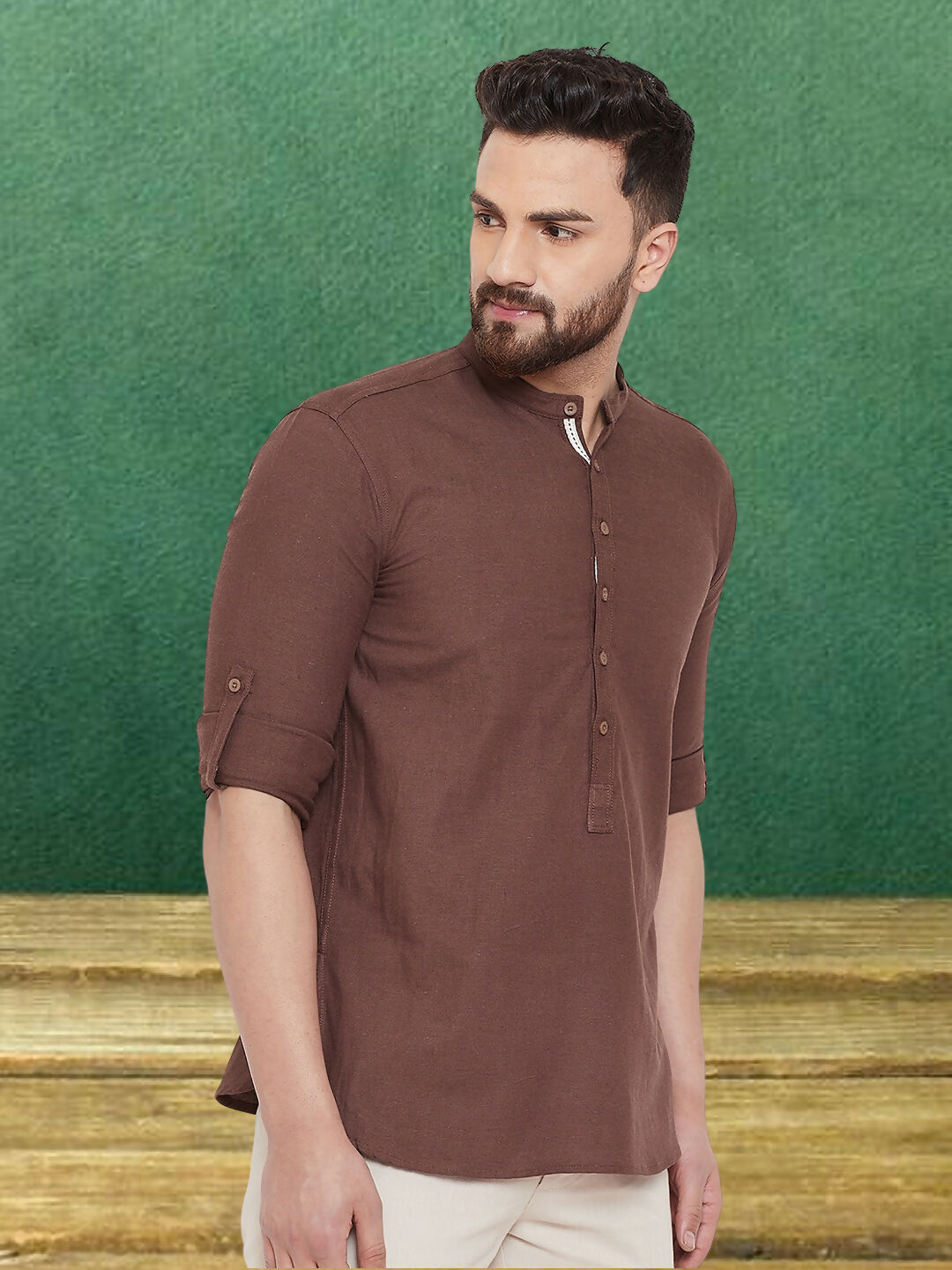 Even Apparels Men's Linen Brown Kurta - Distacart