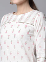 Thumbnail for Ahalyaa Women White Pure Cotton Printed Kurta Pant Set
