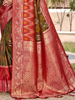 Thumbnail for Shree Shyam Fashion Mehndi Pochampally Silk Saree - Distacart