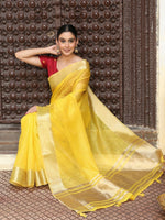 Thumbnail for Astita Yellow Cotton Saree