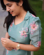 Thumbnail for Preksha Creation Women Heavy Digital Organza With Full Lining - Light Blue - Distacart